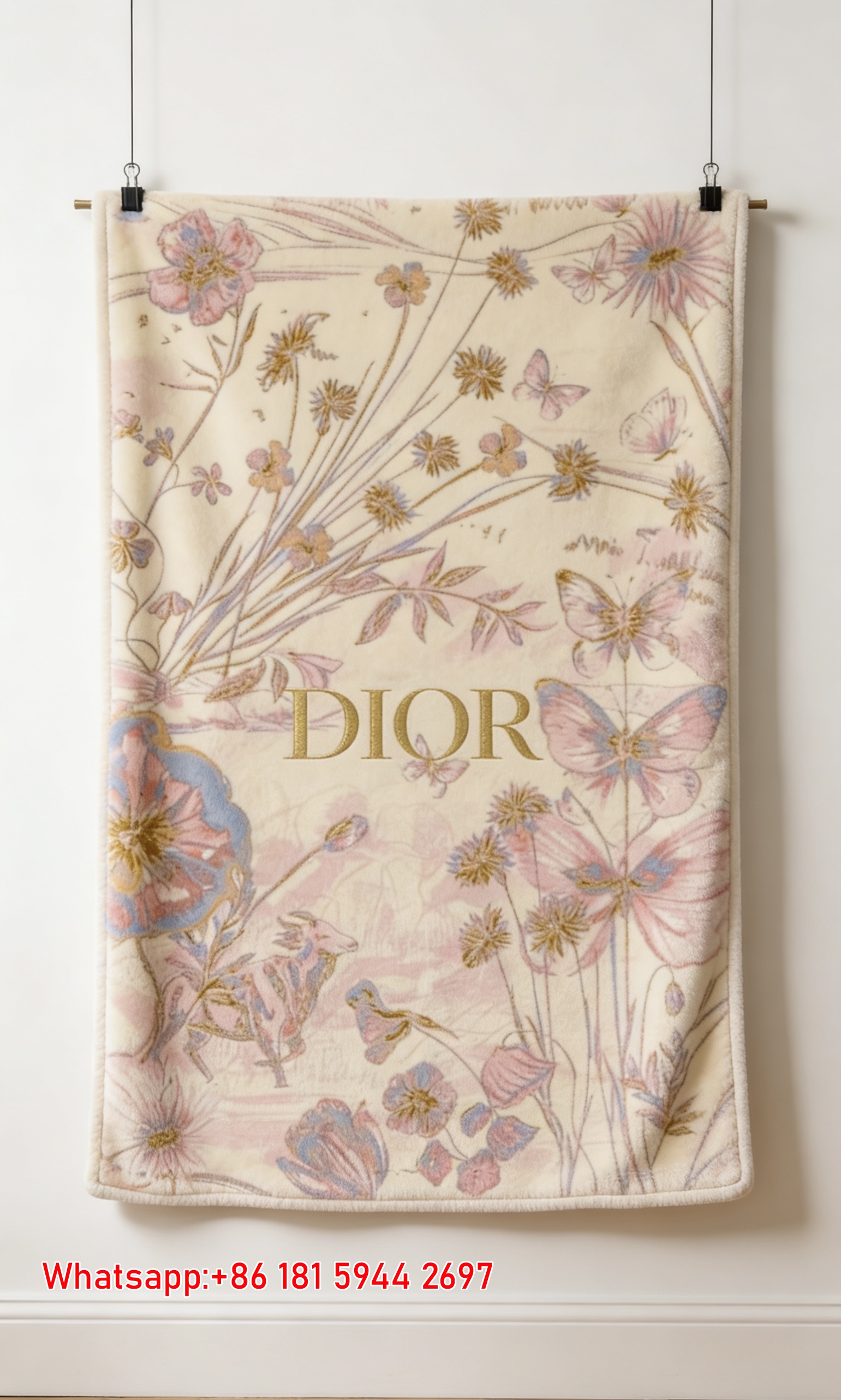 Dior Pastel Floral Butterfly Flannel Sofa Blanket D308